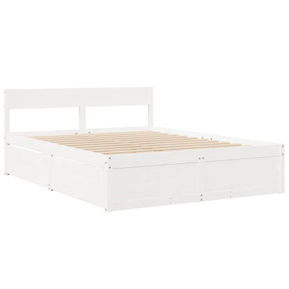 Letto Cassetti e Materasso Bianco 140x200cm Legno Massello Pino | homemem39