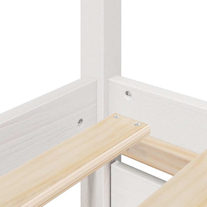 Letto Cassetti e Materasso Bianco 140x200cm Legno Massello Pino
