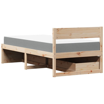 Letto con Cassetti e Materasso 90x200 cm Legno Massello di Pino - homemem39