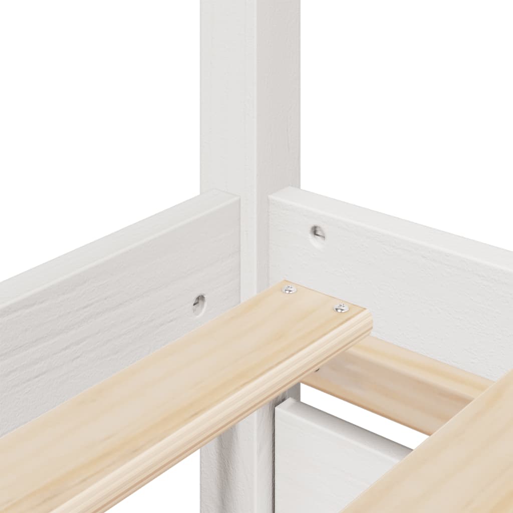 Letto Cassetti e Materasso Bianco 90x200 cm Legno Massello Pino