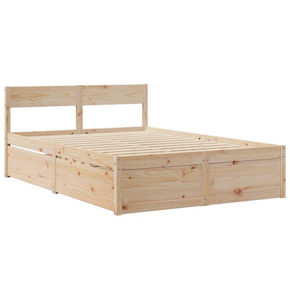 Letto con Cassetti e Materasso 140x190 cm Legno Massello Pino | homemem39