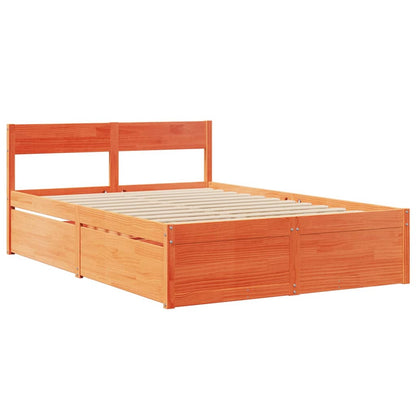 Letto Cassetti e Materasso Marrone Cera 140x190cm Massello Pino | homemem39