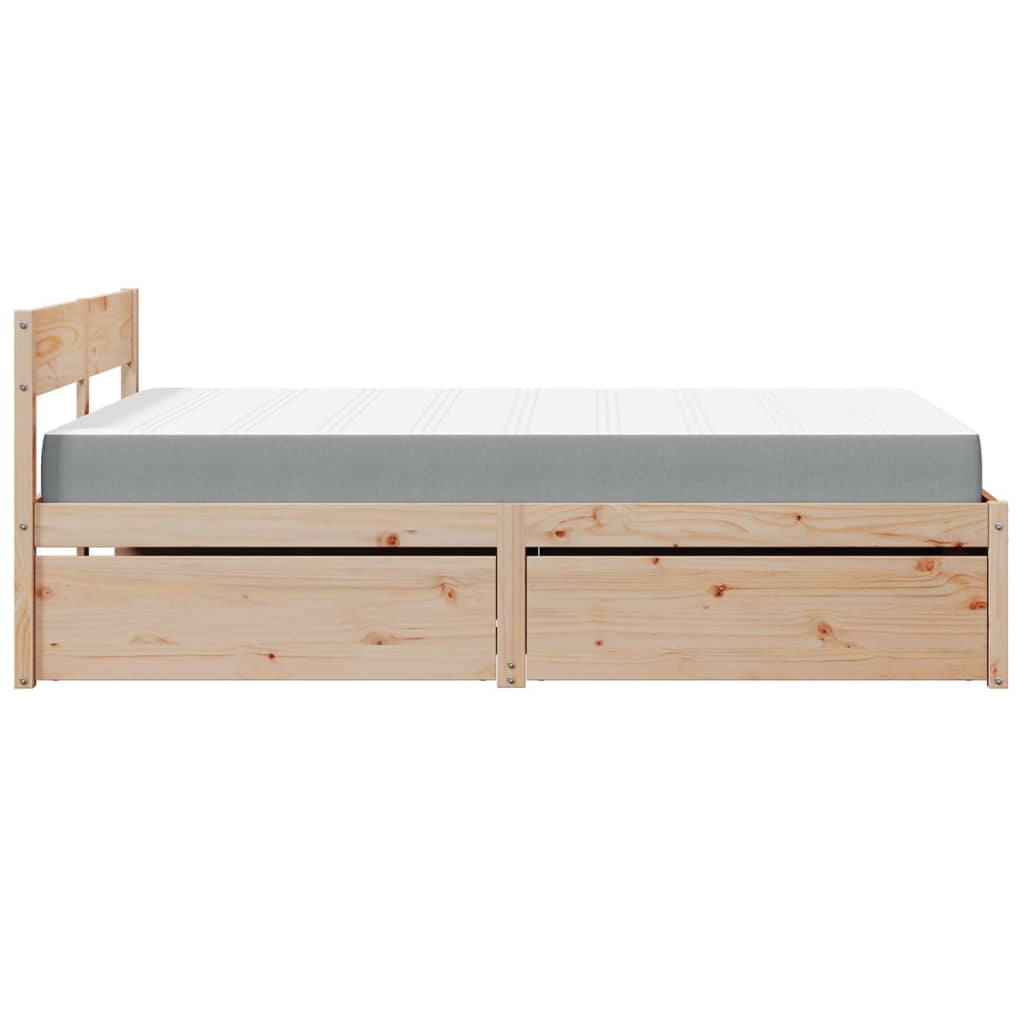 Letto con Cassetti e Materasso 120x190 cm Legno Massello Pino - homemem39