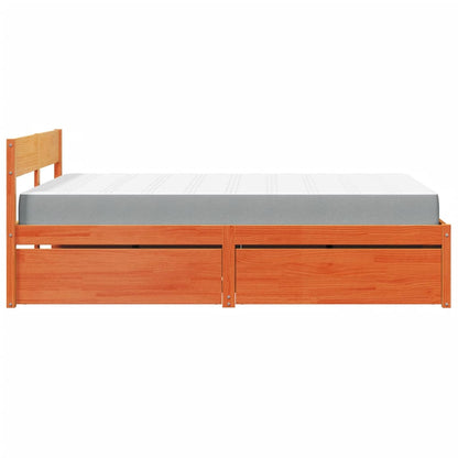Letto Cassetti e Materasso Marrone Cera 120x190cm Massello Pino | homemem39