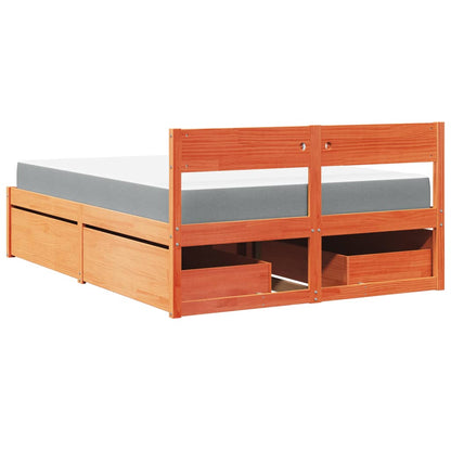 Letto Cassetti e Materasso Marrone Cera 120x190cm Massello Pino | homemem39