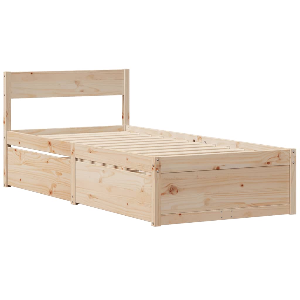 Letto con Cassetti e Materasso 90x190 cm Legno Massello di Pino - homemem39