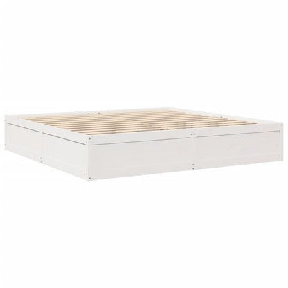 Letto con Materasso Bianco 200x200 cm in Legno Massello di Pino - homemem39