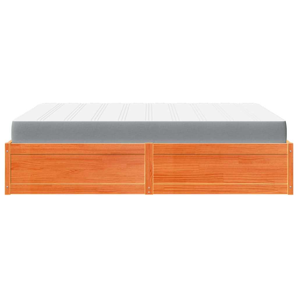 Letto con Materasso Marrone Cera 160x200cm Legno Massello Pino | homemem39