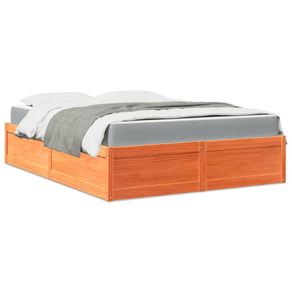 Letto con Materasso Marrone Cera 160x200cm Legno Massello Pino | homemem39