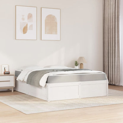 Letto con Materasso Bianco 140x200 cm in Legno Massello di Pino - homemem39
