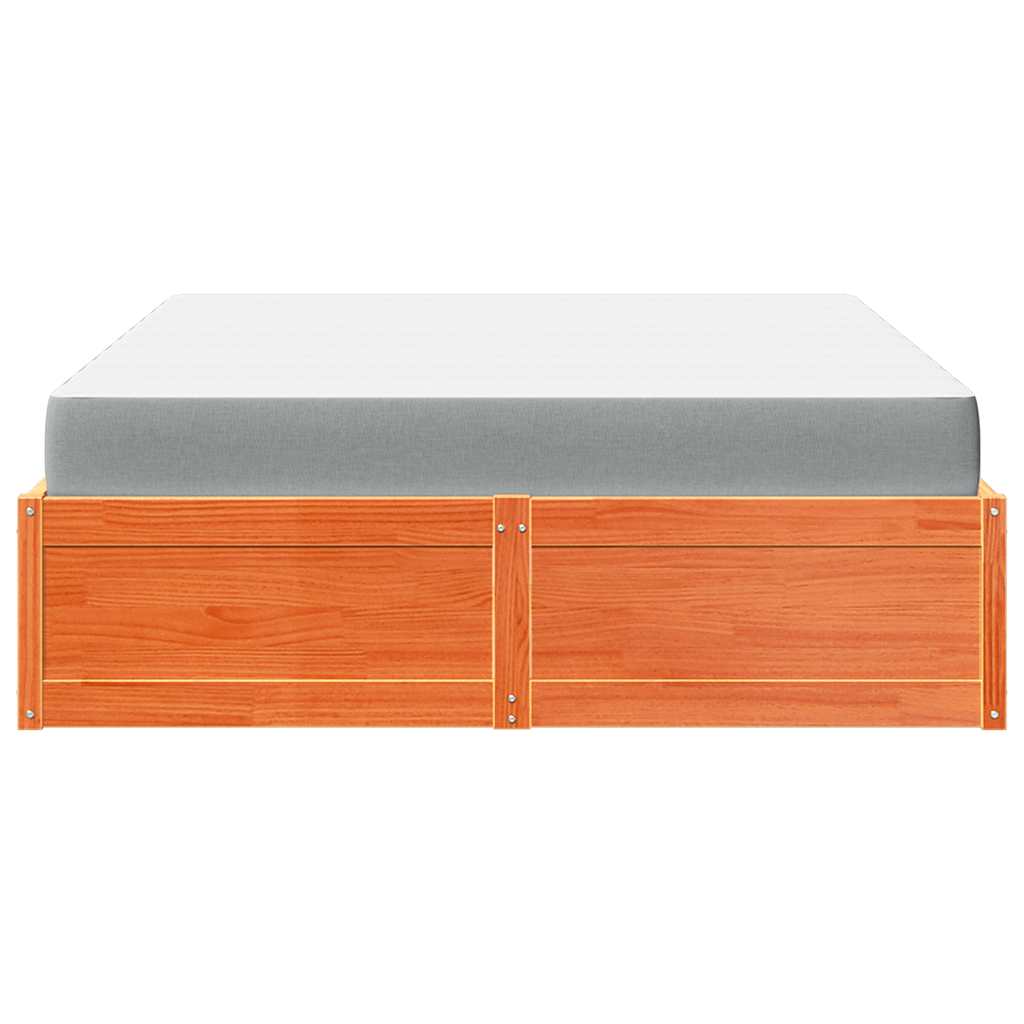 Letto con Materasso Marrone Cera 140x200cm Legno Massello Pino | homemem39