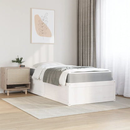 Letto con Materasso Bianco 100x200 cm in Legno Massello di Pino - homemem39