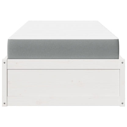 Letto con Materasso Bianco 100x200 cm in Legno Massello di Pino - homemem39