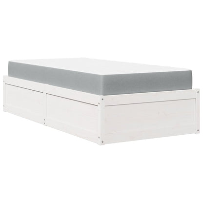 Letto con Materasso Bianco 90x200 cm in Legno Massello di Pino