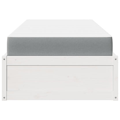 Letto con Materasso Bianco 90x200 cm in Legno Massello di Pino