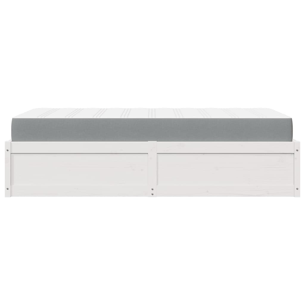 Letto con Materasso Bianco 90x200 cm in Legno Massello di Pino