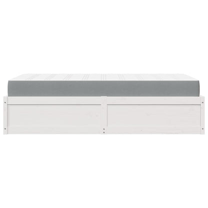 Letto con Materasso Bianco 90x200 cm in Legno Massello di Pino