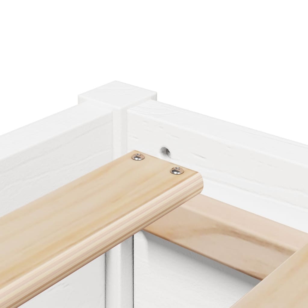 Letto con Materasso Bianco 90x200 cm in Legno Massello di Pino