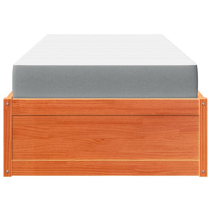 Letto con Materasso Marrone Cera 90x200cm Legno Massello Pino