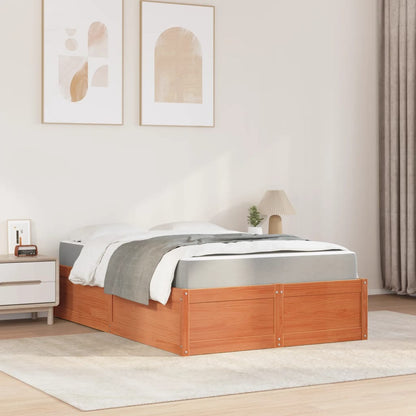 Letto con Materasso Marrone Cera 120x190cm Legno Massello Pino | homemem39