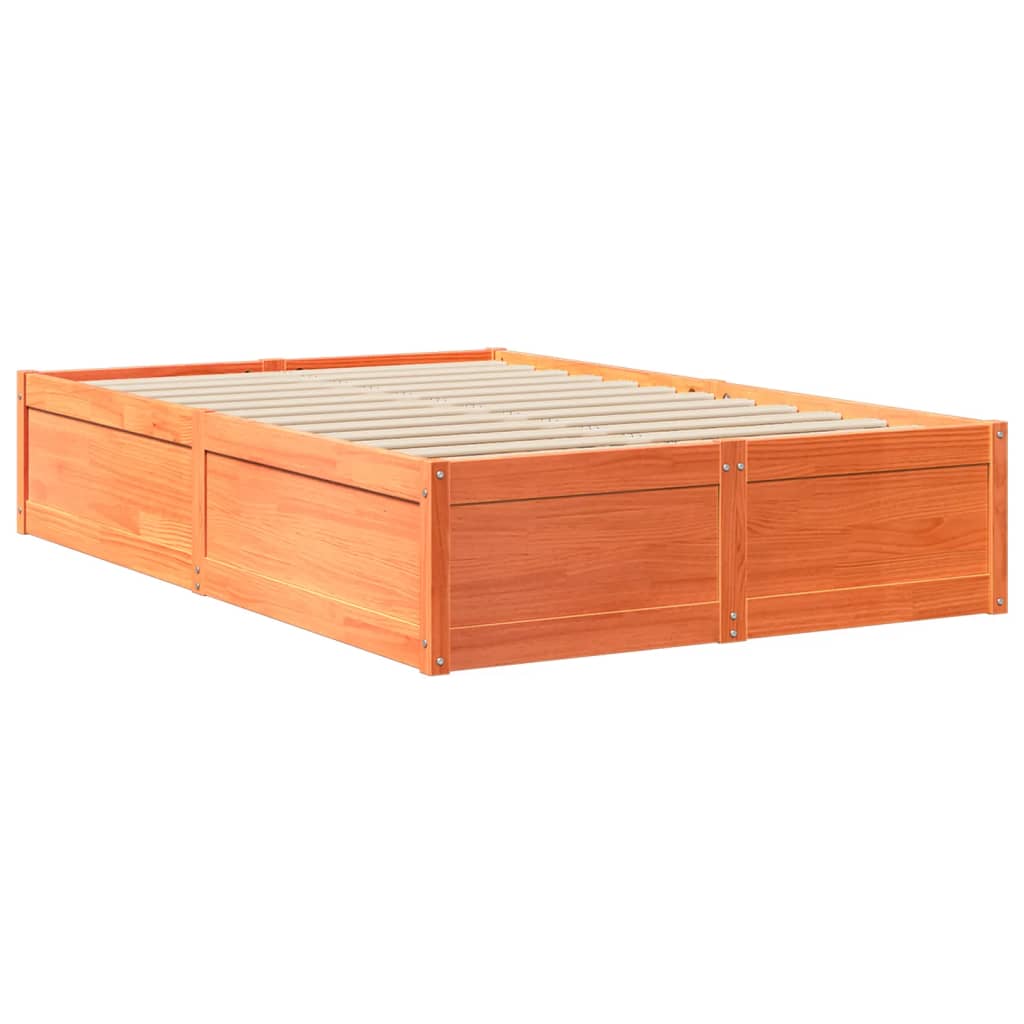 Letto con Materasso Marrone Cera 120x190cm Legno Massello Pino