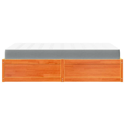 Letto con Materasso Marrone Cera 120x190cm Legno Massello Pino