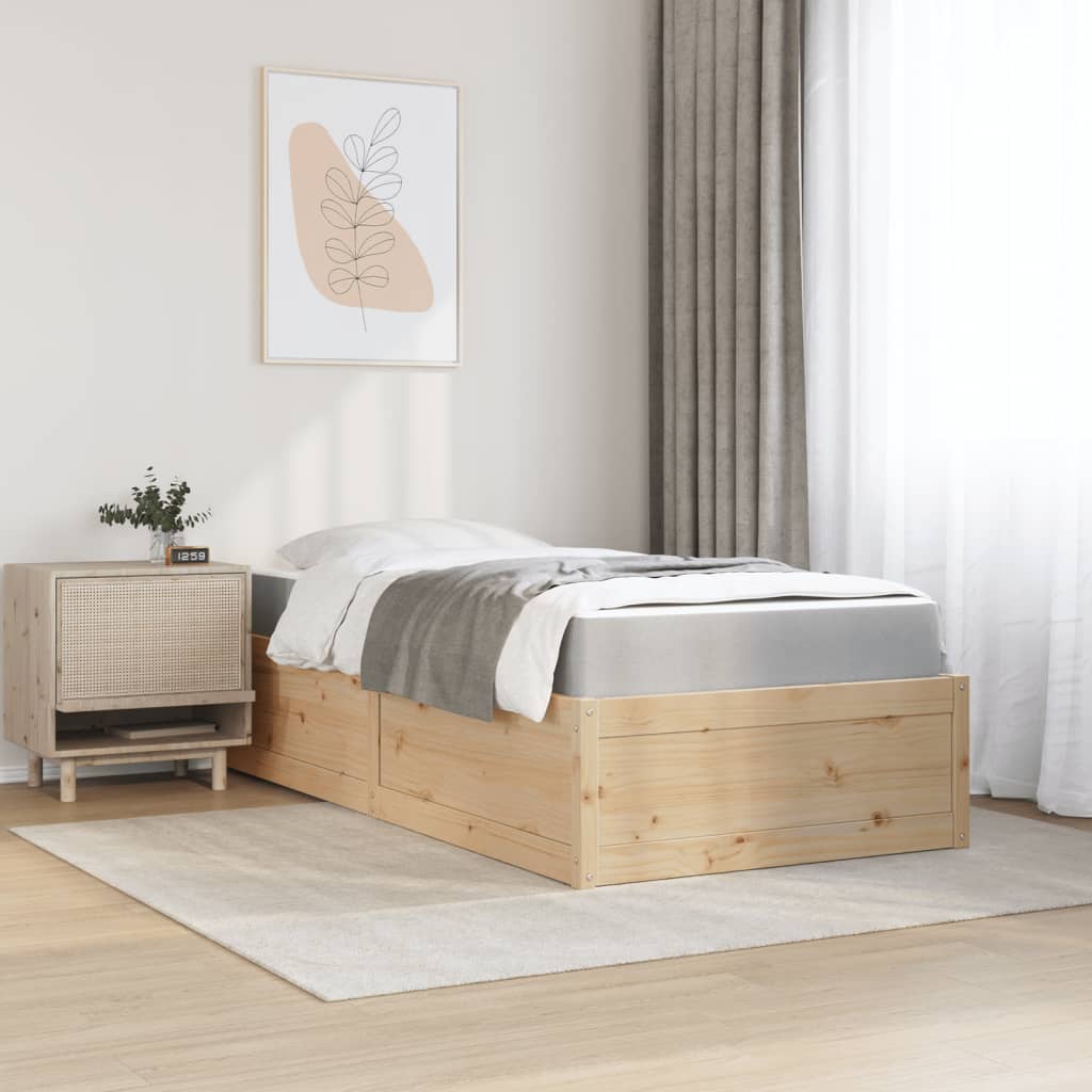 Letto con Materasso 90x190 cm in Legno Massello di Pino - homemem39
