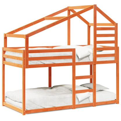 Letto a Castello con Tetto Marrone Cera 90x190 cm Massello Pino | homemem39