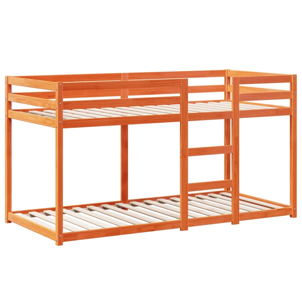 Letto a Castello con Tetto Marrone Cera 75x190 cm Massello Pino