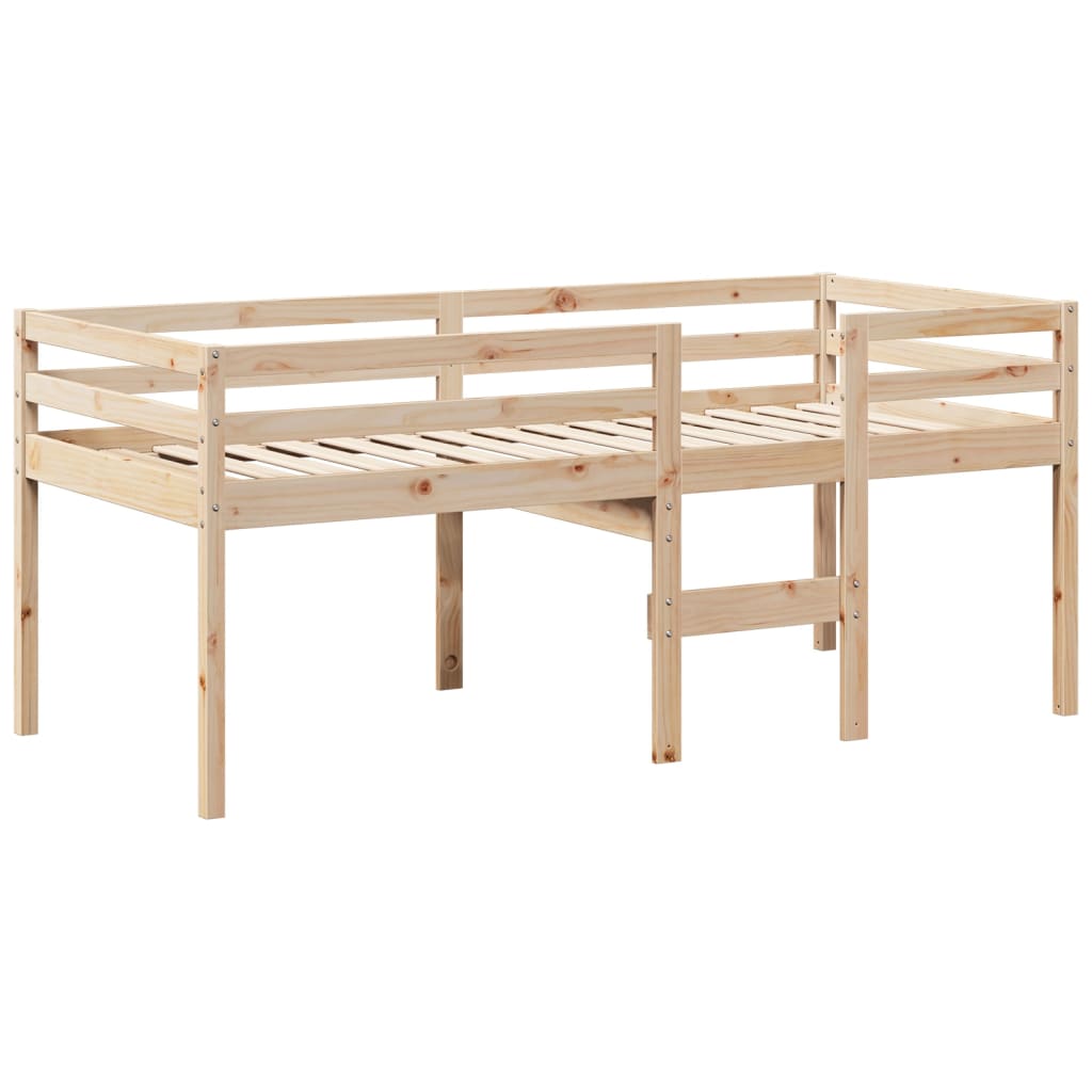 Letto a Soppalco con Tetto 80x200 cm in Legno di Pino - homemem39
