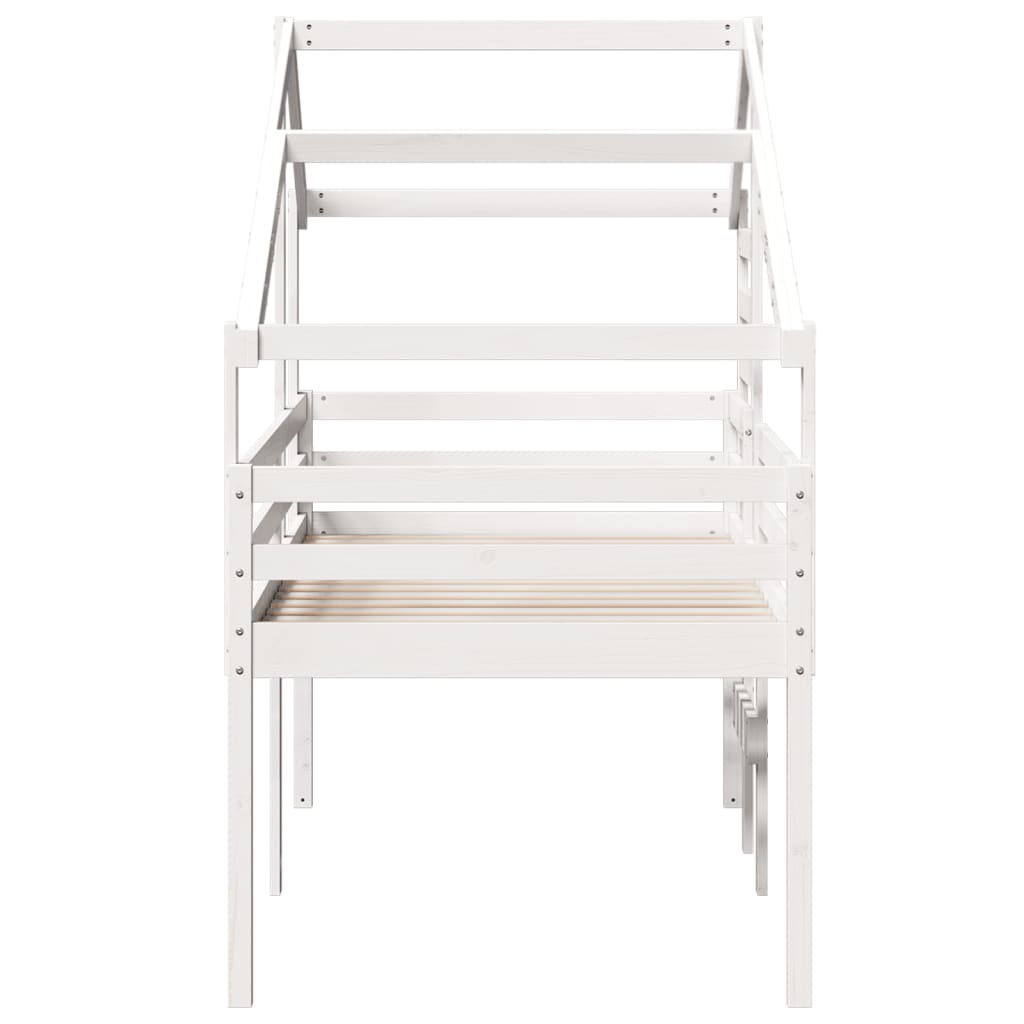 Letto a Soppalco con Tetto Bianco 80x200 cm in Legno di Pino - homemem39