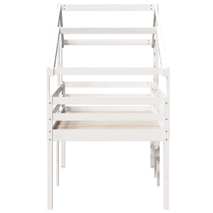 Letto a Soppalco con Tetto Bianco 80x200 cm in Legno di Pino - homemem39