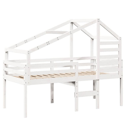 Letto a Soppalco con Tetto Bianco 90x200 cm in Legno di Pino - homemem39