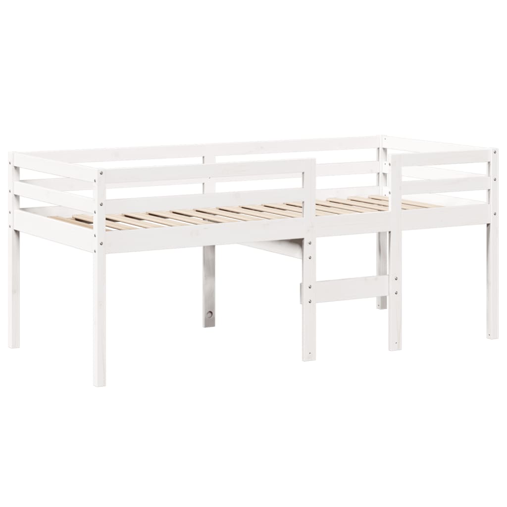 Letto a Soppalco con Tetto Bianco 90x190 cm in Legno di Pino - homemem39