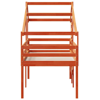 Letto a Soppalco con Tetto Cera 90x190cm Legno Massello di Pino | homemem39