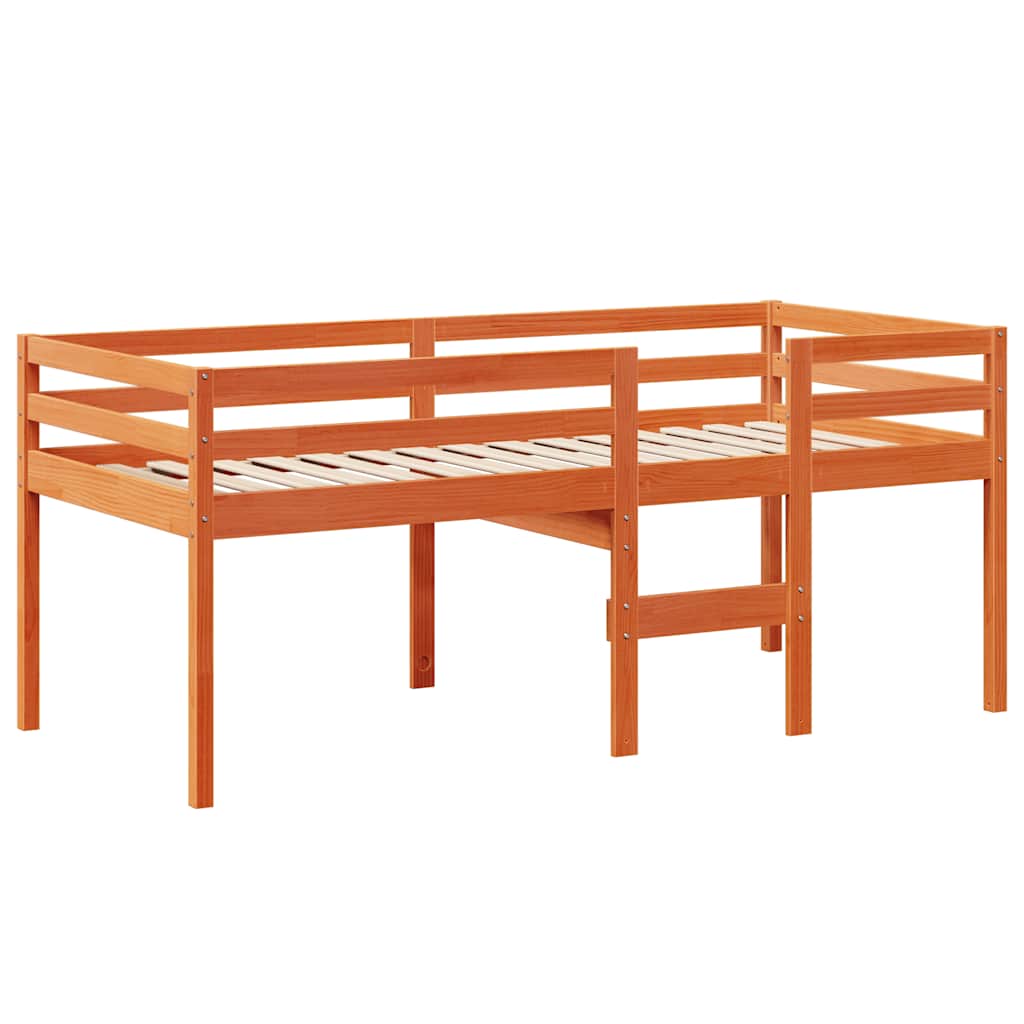 Letto a Soppalco con Tetto Cera 90x190cm Legno Massello di Pino | homemem39