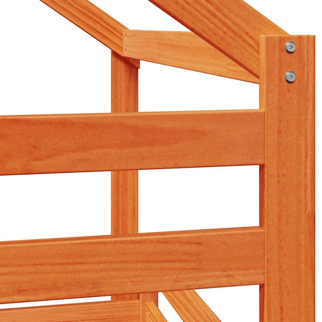 Letto a Soppalco con Tetto Cera 90x190cm Legno Massello di Pino | homemem39