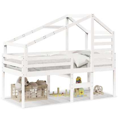 Letto a Soppalco con Tetto Bianco 75x190 cm in Legno di Pino - homemem39