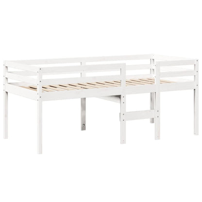 Letto a Soppalco con Tetto Bianco 75x190 cm in Legno di Pino - homemem39