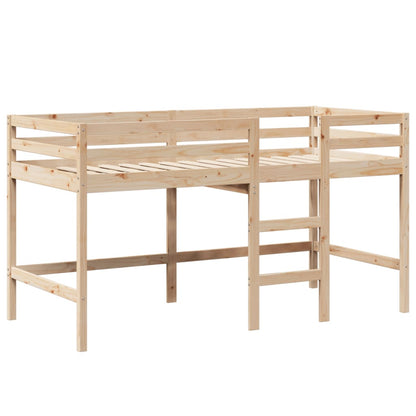 Letto Soppalco con Scala e Tetto 90x200 cm Legno Massello Pino - homemem39