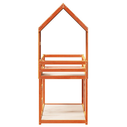 Letto a Castello con Tetto Cera 80x200 cm Legno Massello Pino - homemem39