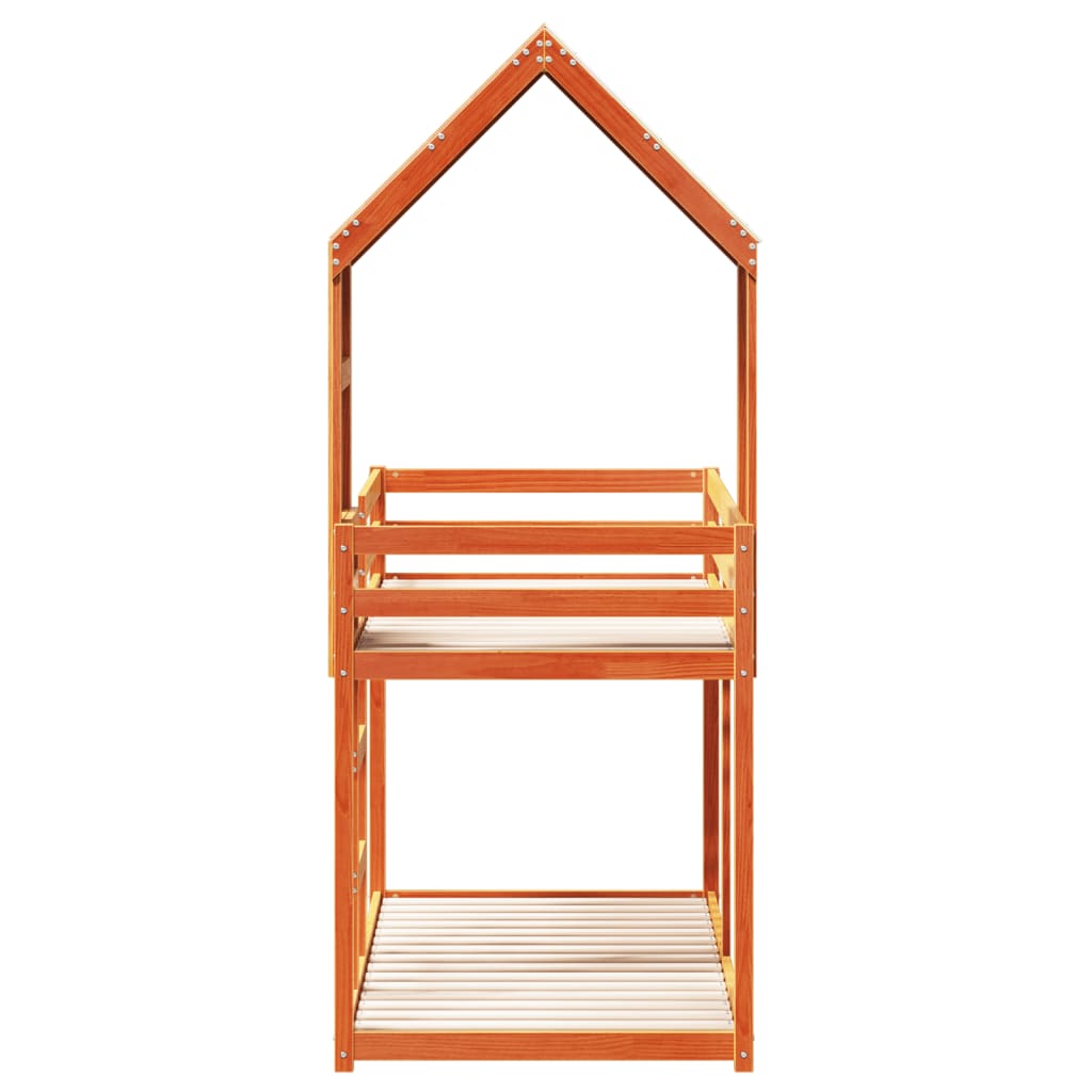 Letto a Castello con Tetto Cera 90x200 cm Legno Massello Pino | homemem39