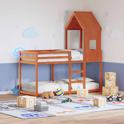 Letto a Castello con Tetto Cera 90x200 cm Legno Massello Pino | homemem39