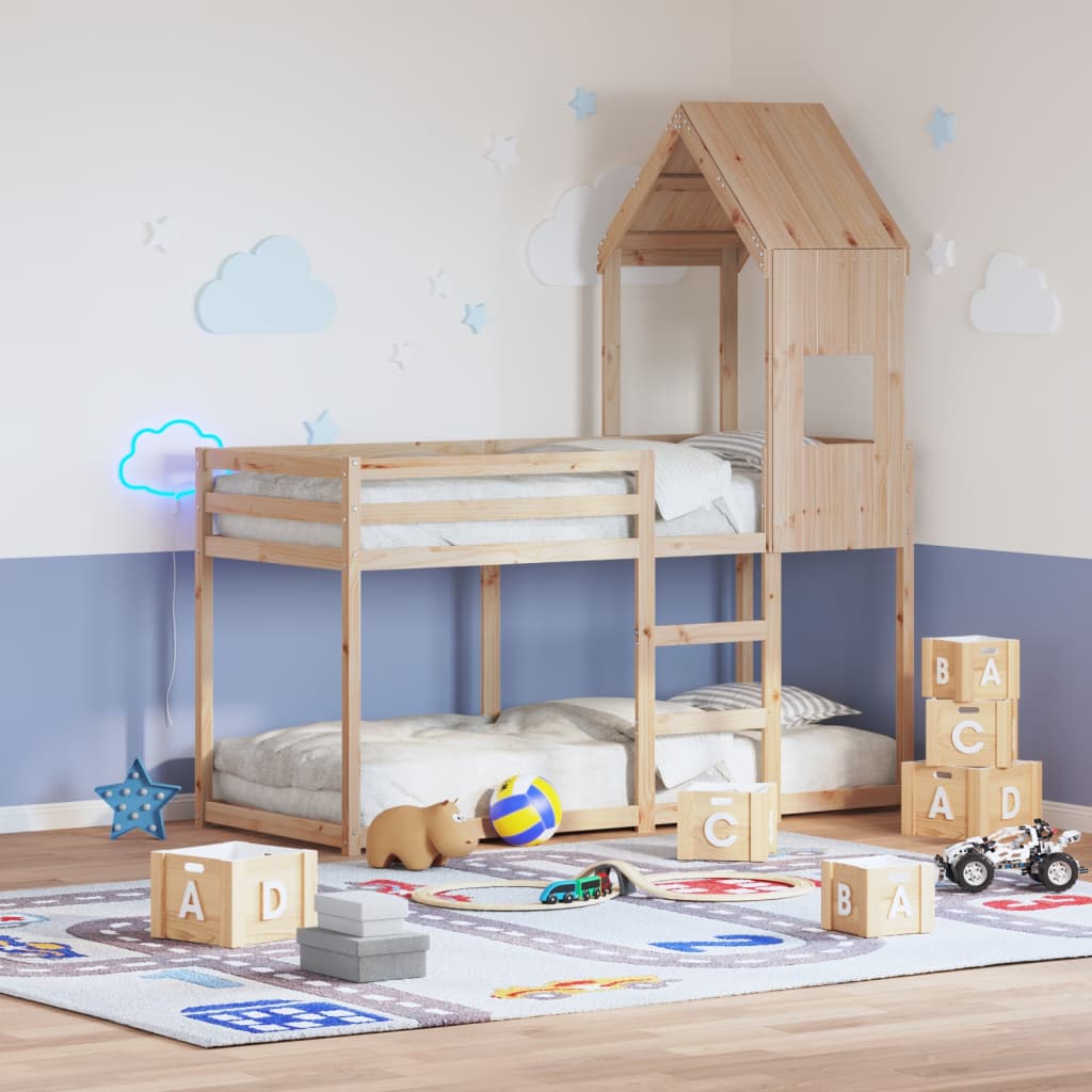Letto a Castello senza Materasso 90x190 cm Legno di Pino | homemem39
