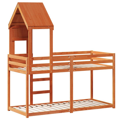 Letto a Castello con Tetto Marrone Cera 90x190 cm Massello Pino | homemem39