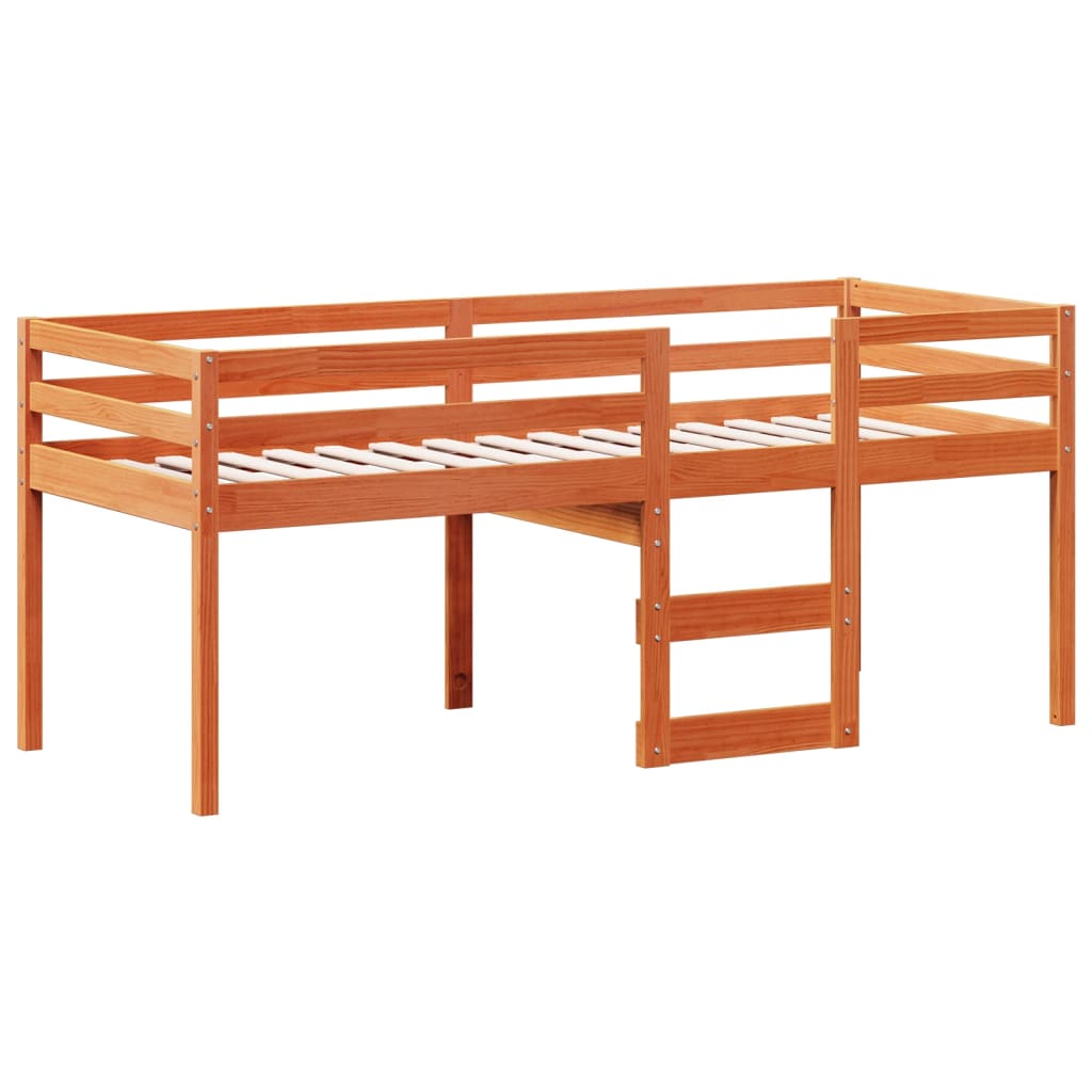 Letto a Soppalco con Tetto Cera 90x190cm Legno Massello di Pino - homemem39