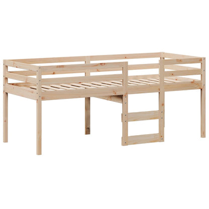 Letto a Soppalco con Tetto 75x190 cm in Legno Massello di Pino | homemem39