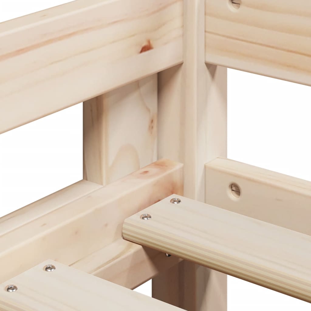 Letto a Soppalco con Tetto 75x190 cm in Legno Massello di Pino | homemem39
