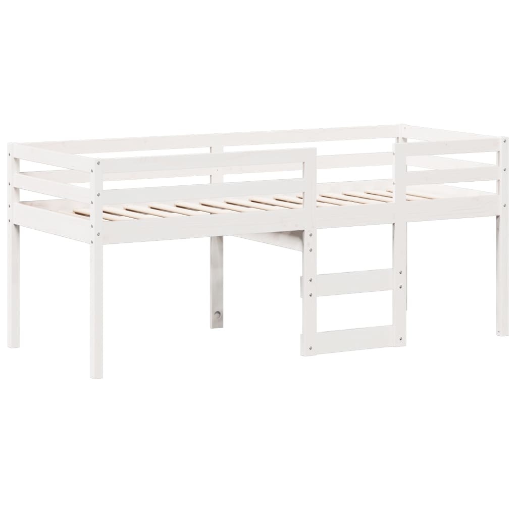 Letto a Soppalco con Tetto Bianco 75x190 cm in Legno di Pino