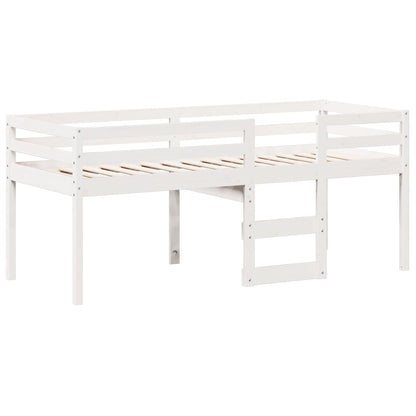 Letto a Soppalco con Tetto Bianco 75x190 cm in Legno di Pino